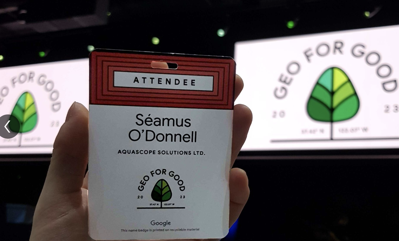Séamus O'Donnell represents Aquascope at Geo4Good in Mountain View CA